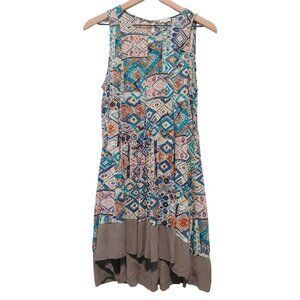 En Creme dress womens Size Small boho trapeze short multi-colored sleeveless